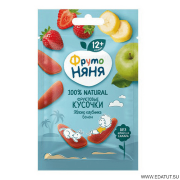 Продукт "ФрутоНяня" 15гр*40 Фруктовые кусочки яблоко-клубника-банан пакет