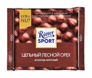 Ритер Спорт Extra nut Цельный лесной орех Молочный шоколад 100гр*10 /0001/корич.(0001)