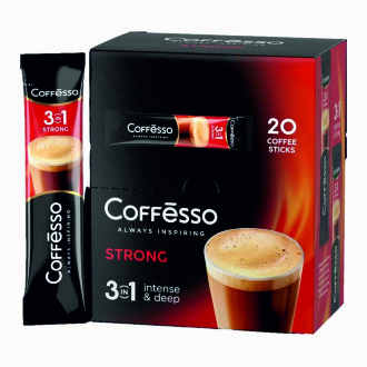 Кофейный напиток  Coffesco &quot;Strong 3 в 1&quot; 15гр* 20 стиков*10 блоков = 1 коробка /26374/ Кофейный напиток  Coffesco "Strong 3 в 1" 15гр* 20 стиков*10 блоков = 1 коробка /26374/