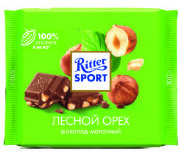 Ритер Спорт лесной орех Молочный шоколад 100гр*12 светло-зелёный Б /2008/