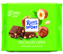 Ритер Спорт лесной орех Молочный шоколад 100гр*12 светло-зелёный Б /2008/ Ритер Спорт Extra nut лесной орех Молочный шоколад 100гр*12 /2008/