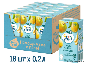 Сок &quot;ФрутоНяня&quot; 0,2л*18 Груша осв. т/пак Сок "ФрутоНяня" 0,2л*18 Груша осв. т/пак