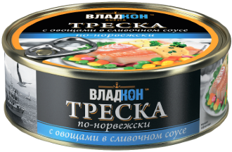 Треска атл/ДВ &quot;ВЛАДКОН&quot; в слив/с с овощами &quot;По-норвежски&quot; 240гр*18 №3 ж/б Ключ /1360/ Треска атл/ДВ "ВЛАДКОН" в слив/с с овощами "По-норвежски" 240гр*18 №3 ж/б Ключ /1360/