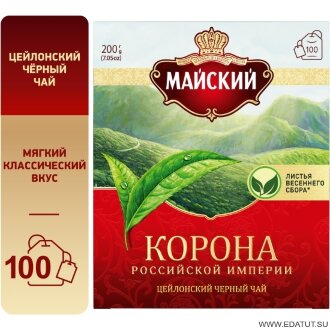 Майский Чай &quot;Корона Рос. Империи&quot; чёрн.100пак* 6 короб /27146/ Майский Чай "Корона Рос. Империи" чёрн.100пак* 6 короб /27146/