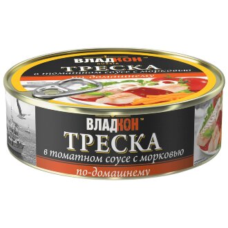 Треска атл/ДВ &quot;ВЛАДКОН&quot; в т/с с морковью &quot;По-домашнему&quot; 240гр*18 №3 ж/б Ключ /1841/ Треска атл/ДВ "ВЛАДКОН" в т/с с морковью "По-домашнему" 240гр*18 №3 ж/б Ключ /1841/