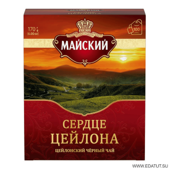 Майский Чай &quot;Сердце цейлона&quot; чёрн.100пак*6 короб /25785/ Майский Чай "Сердце цейлона" чёрн.100пак*6 короб /25785/