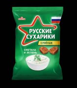 Сухарики ржаные "Русские сухарики" 50гр*24 Сметана и зелень